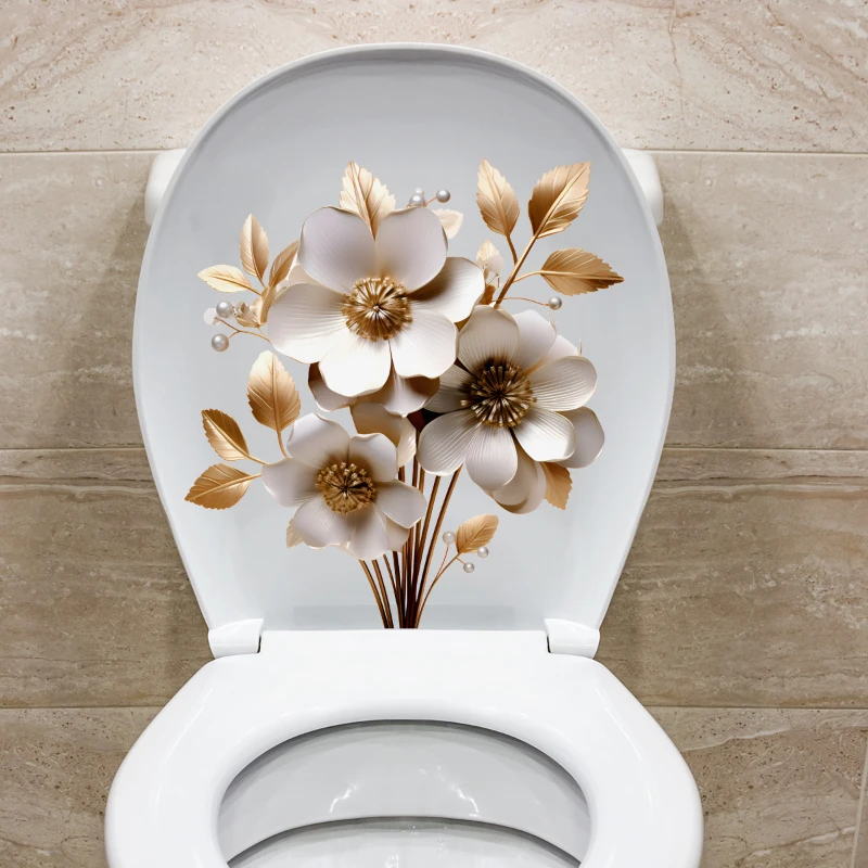 Wall Stickers Creative 3d three-dimensional flower wall stickers Toilet Cover Sticker Self Adhesive Mural Beautify furniture Decoration Decals
