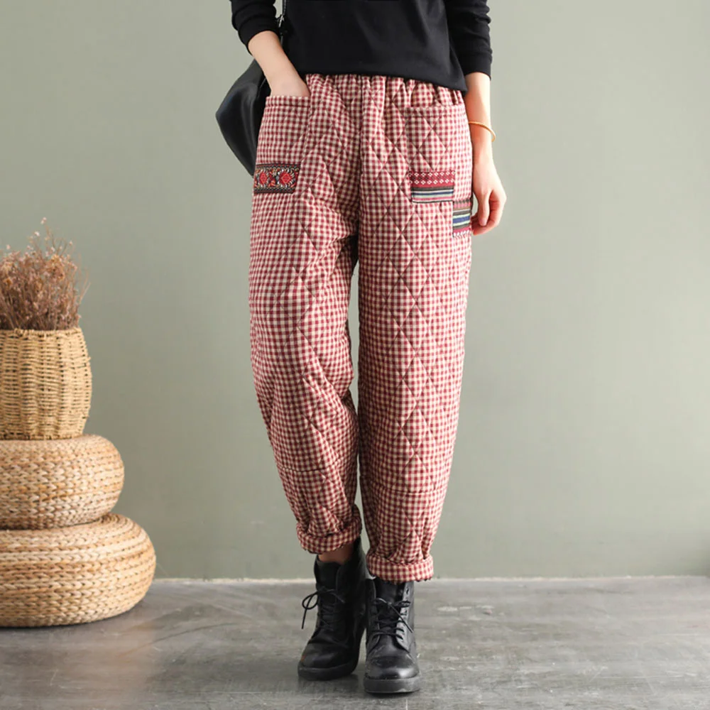 

Women Pants Warm Loose Big Size Winter Autumn Thick Cotton Padded Elastic Waist Harem Vintage Casual Women Trousers