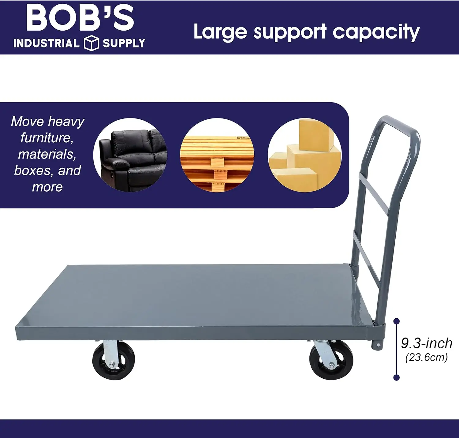 Platform Truck Industrial Flat Dolly Cart with Wheels-Heavy Duty 24 x 48 Cart-2000lb Capacity Flatbed Hand Truck 1