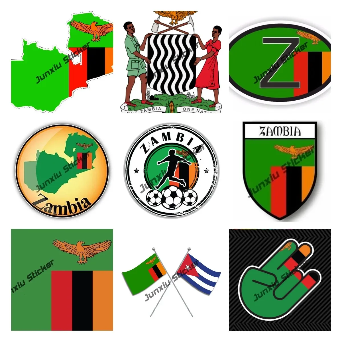 

Zambia Map World Flag Travel Label Vinyl Sticker Zambia Football Country Code Z Decal for Car Truck Window Bumper Decor KK13cm