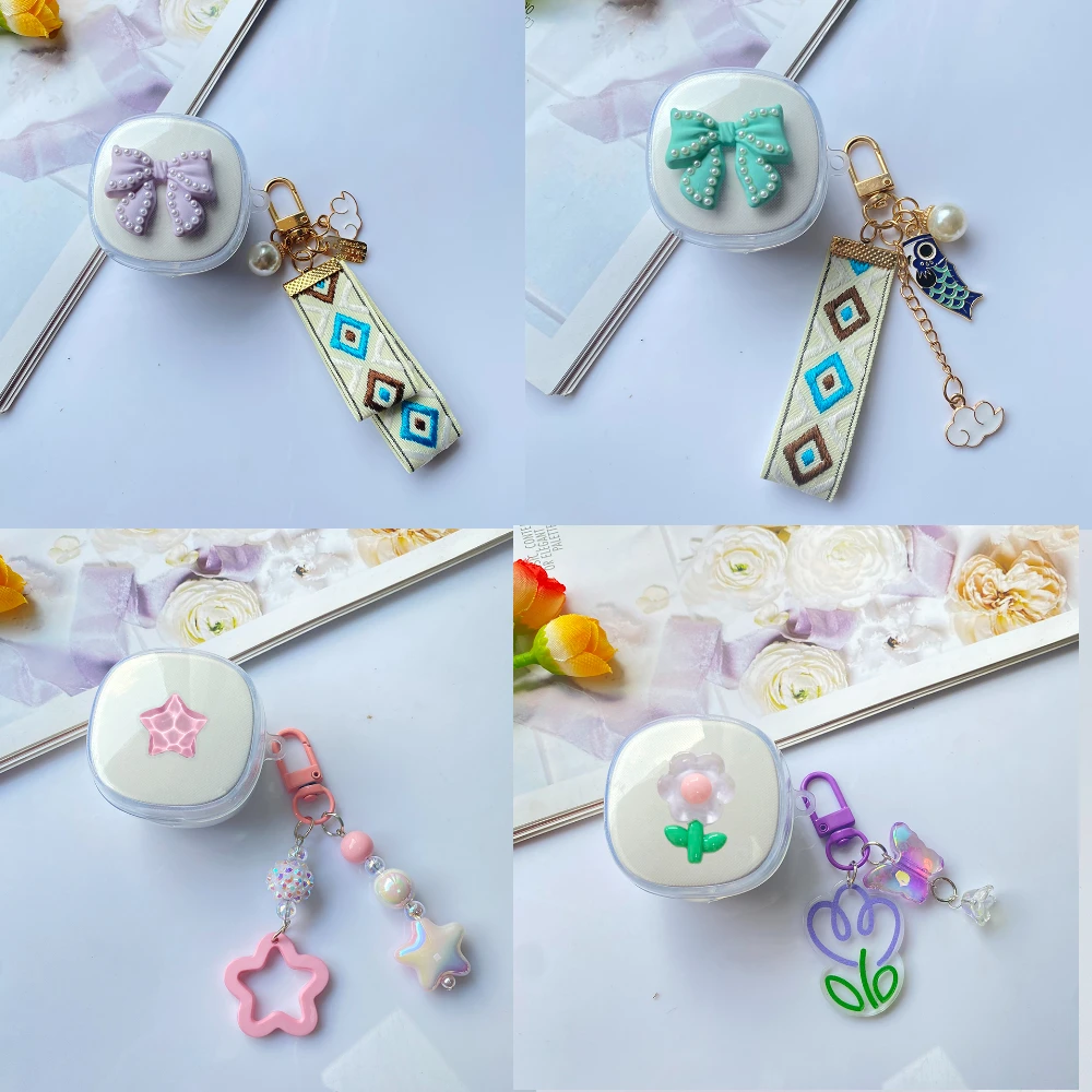 Per Oneplus Buds 3/ Pro 2 / Z Z2 Custodia Fashion Canvas Flower Pendant Case Per Oneplus Buds Z2 Cover Per Auricolari Trasparente In Silicone