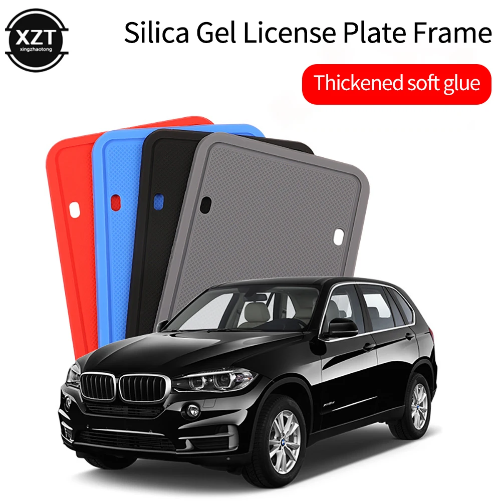 License Plate Bracket License Plate Frame License Plate Holder Car Silicone License Plate Frame Kit Detachable Waterproof Screw Mounted Number Plates For US Canada Automobile