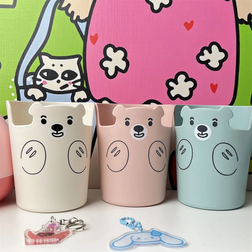 Cute Bear Pencil Holder Plastic Makeup Brush Holder Desktop Organizer Storage Box Pen Pot Phone Kawaii Stationery Contain makeup organizer,pen holder,desk organizer,pen and brush holder,brush holder,pencil holder tool