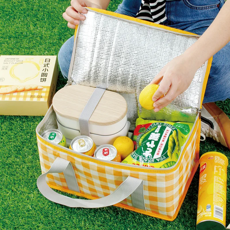 

Foldable Picnic Basket Outdoor Storage Bag Waterproof Picnic Bag Portable Bento Bag Large Lunch Box Bag Insulation Bag
