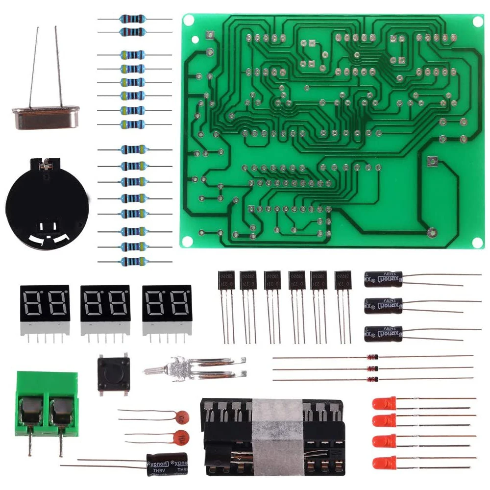 6DigitDIYDigitalElectronicClockKitAT89C2051ChipAlarmClockKit