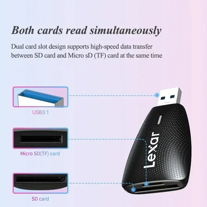 렉사 SD 마이크로SD TF 카드 USB3.2 타입-C USB3.1 카드 리더기 (PC, 노트북용) 스마트 마이크로SD 메모리 카드 리더기 SD 카드 어댑터