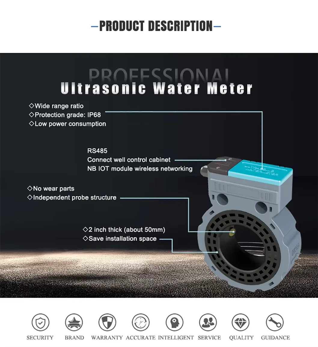 Digital Ultrasonic Flow Meter RS485 Card Type Pipeline Water Meter Industrial Ag