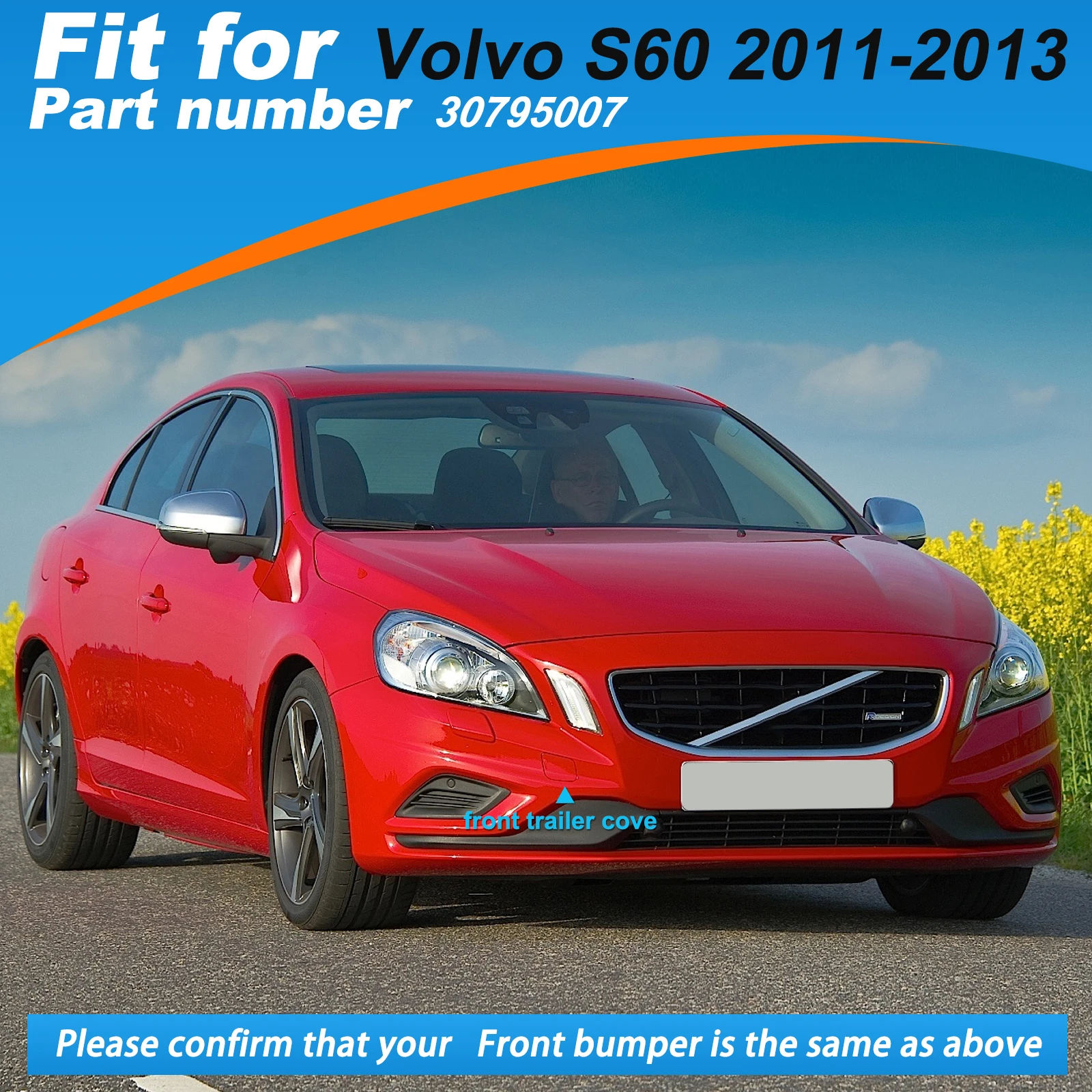 Front Bumper Tow Hook Cover Cap Towing Eye For Volvo S60 Accessories 2011 2012 2013 30795007 39802519