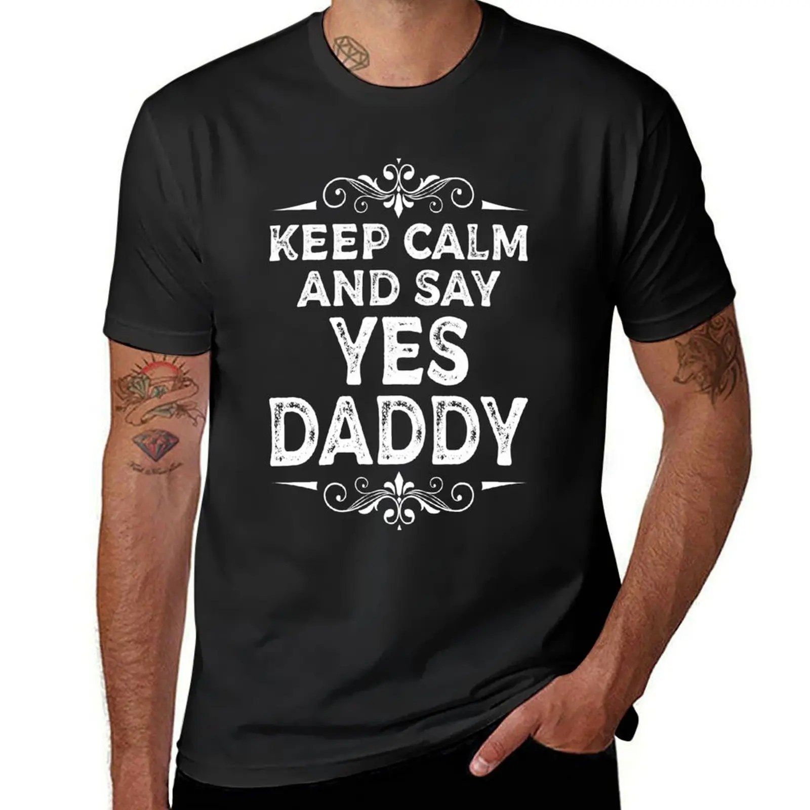 Keep calm and say yes daddy-да, папа-модель родительского дня, идея забавного подарка для отца, футболка