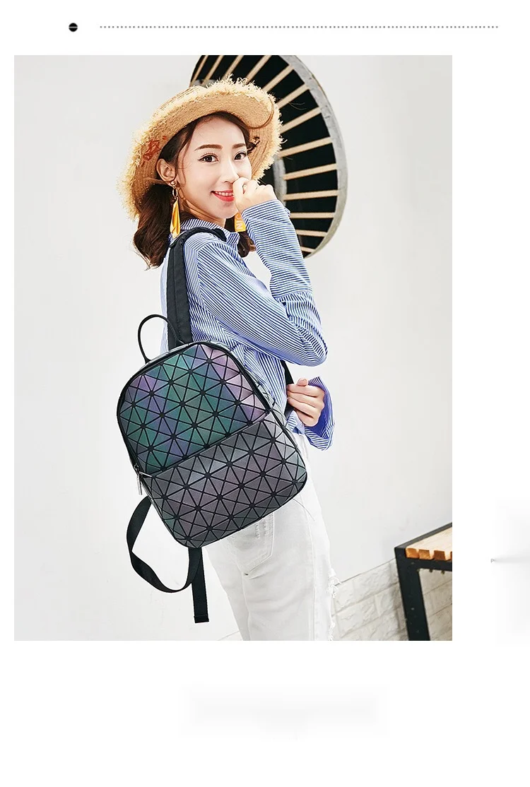 Geometric Luminous Diamond Grid Backpack For Men And Women_voghion.com