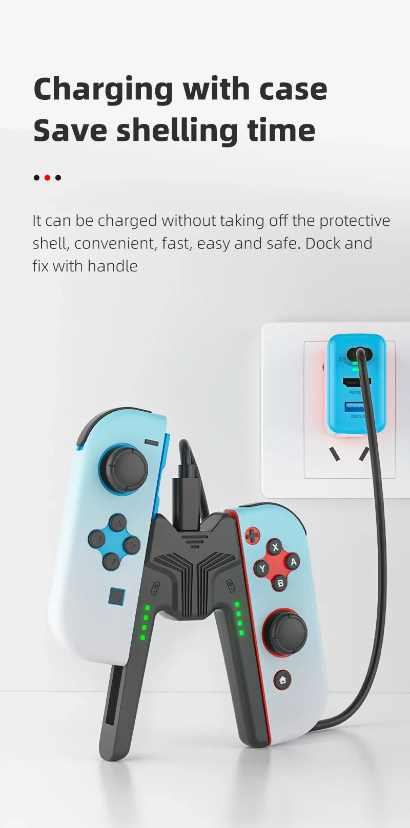 Aolion Ladegriffhalterung für Switch 2/1 Joycon Griff Gaming Controller Grip Ladestation für Switch Zubehör – Detail 4