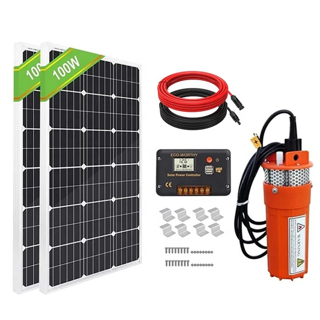 Kit Solar Bomba Sumergible 12 Lpm 100 Mts + 2 Paneles 100w