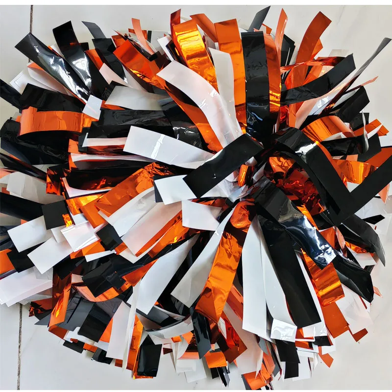Professional Cheerleader pom pom metallic orange black white