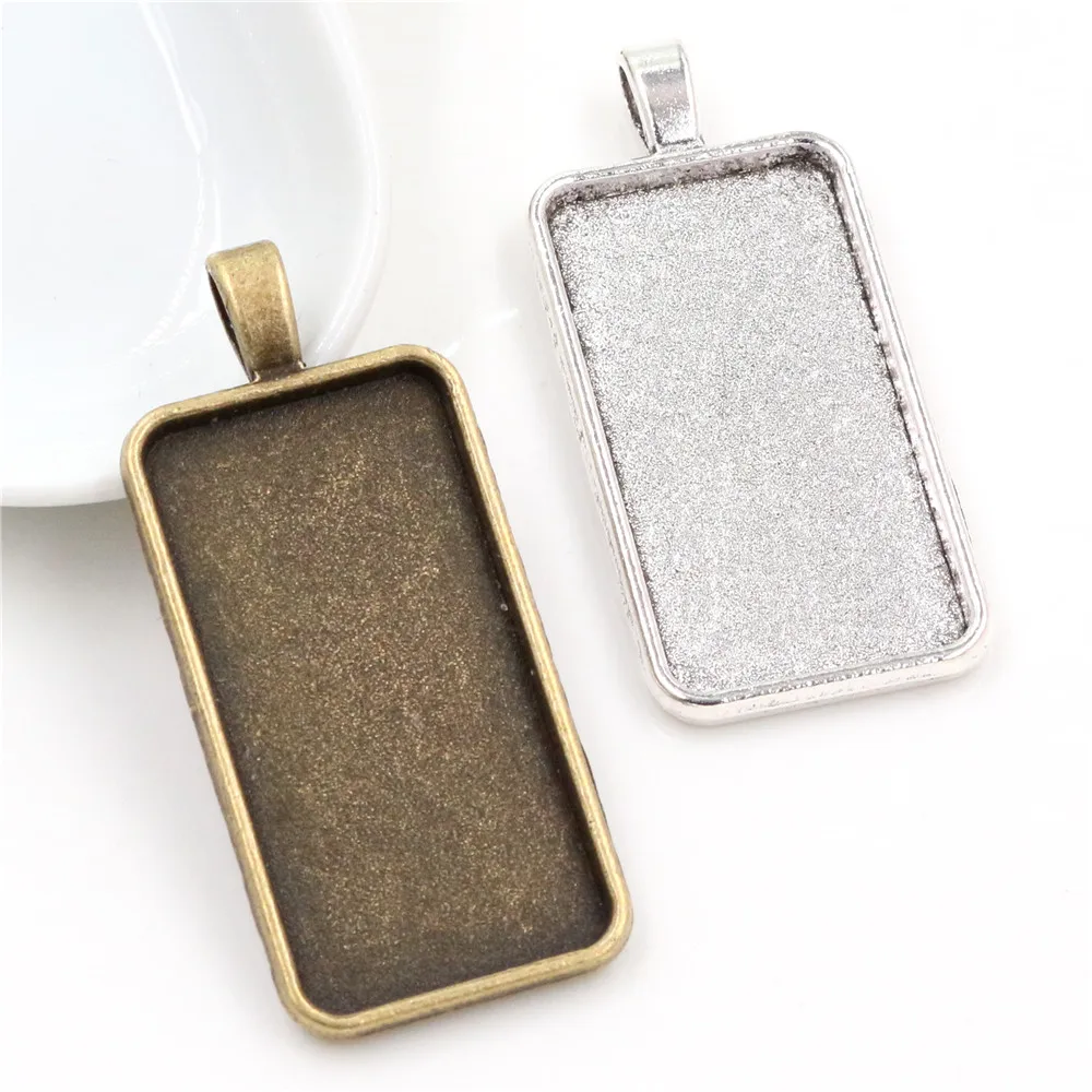 Neue Mode 5 stücke 19x38mm Innere Größe 2 Farben rechteck Cabochon Basis Einstellung Charms Anhänger, fit 19*38mm Platz Glascabochons