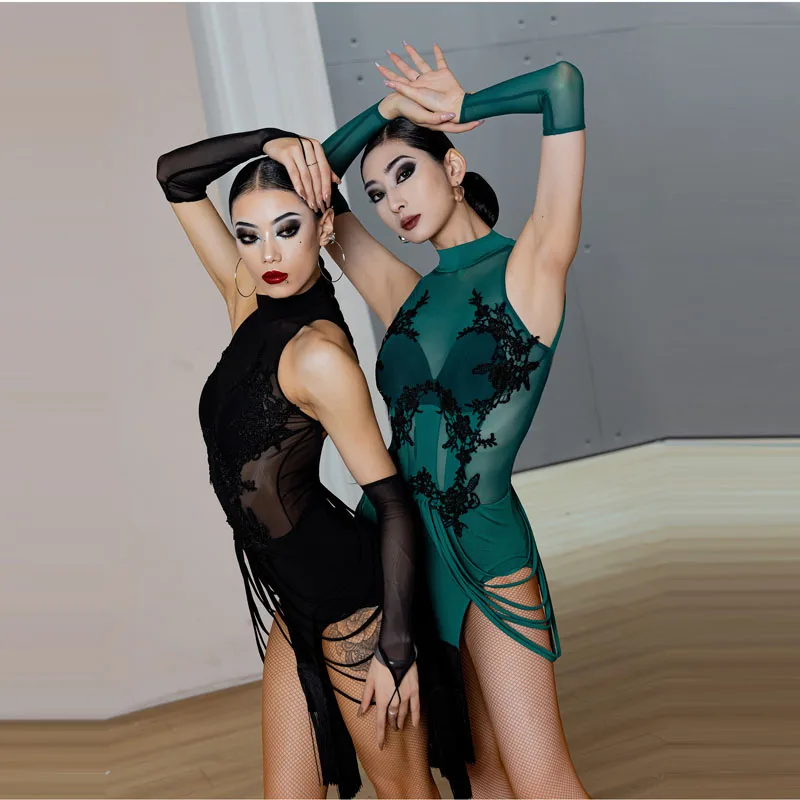 

Женское платье с кисточками для латиноамериканских танцев, платье премиум-класса с перьями для выступлений и бальных танцев, платье для ча-ча