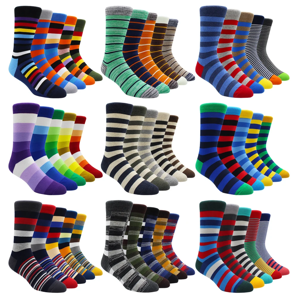 Size 41-48 Casual Fashion Cotton Funny  Long Women&Men Socks Contrast Color Rainbow Larger Size Stripe Socks for Men