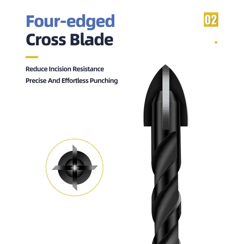 Drill Bit Set 3 4 5 6 8 10 12mm Cross Hex Tile Drill Bit Glass Concrete Ceramic Tile Hole Opener Tunsten Carbide Hard Alloy Bits