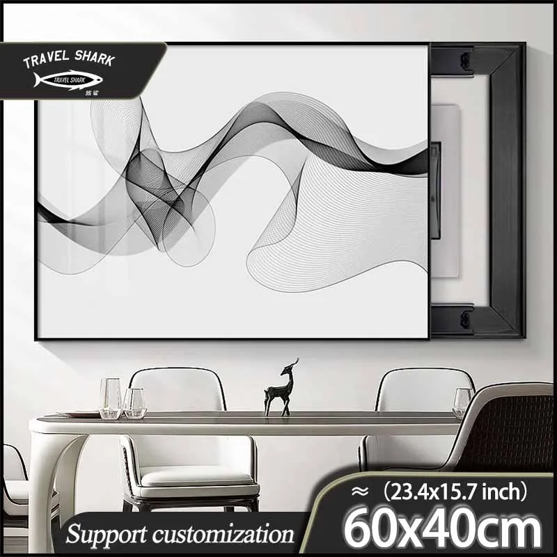

Travel Shark Decorative Painting Electric Box Cover Hanging Push-Pull Home Living Room Wall Art Mural Poster With Frame 60x40CM