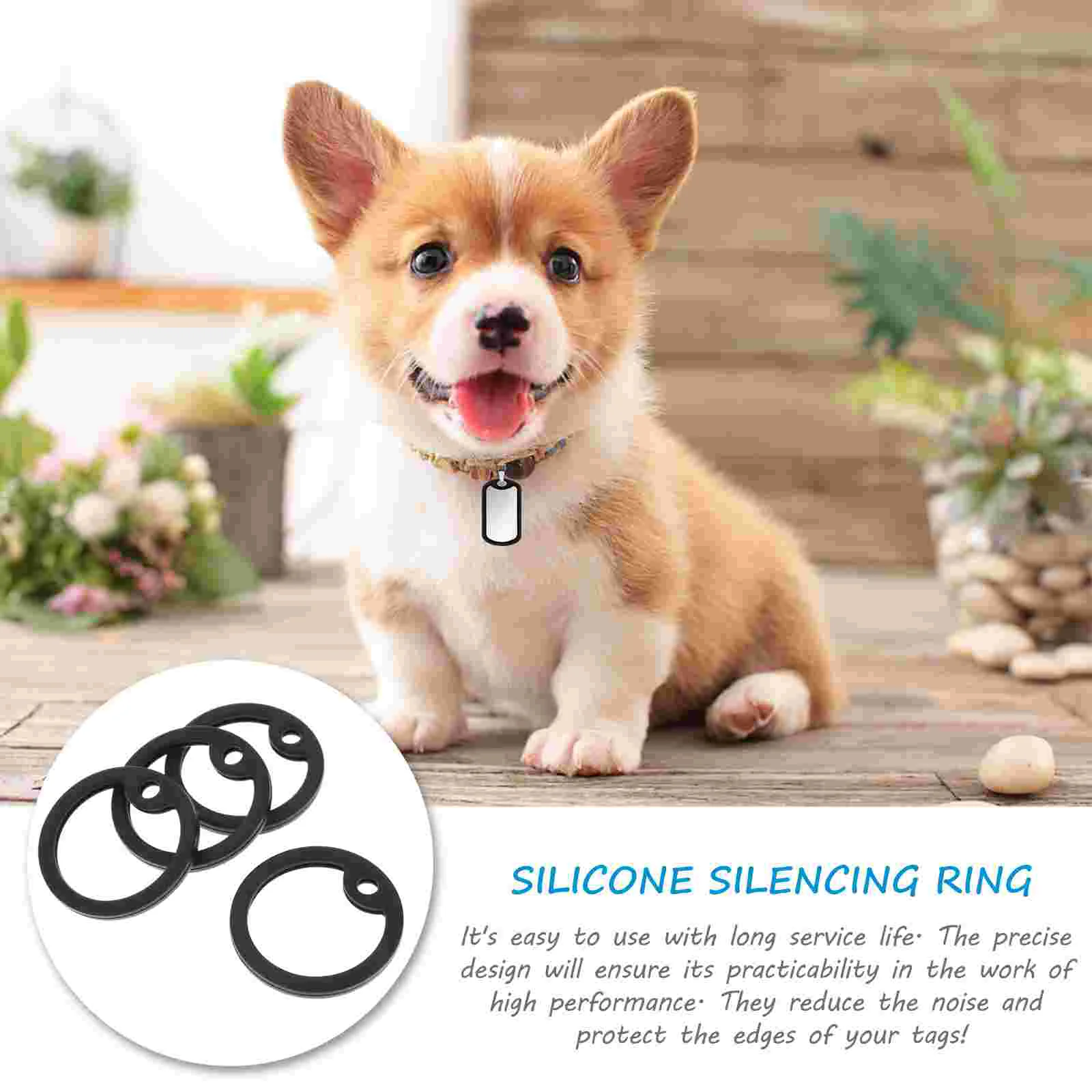 Baluue Pet Tag Dog Id Tag Silencers Rubber Silencers Dog Silicone Dogtag Black