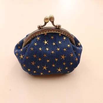 Denim Fabric Small Purse Star Money Bag Hand Handle Key Card 1