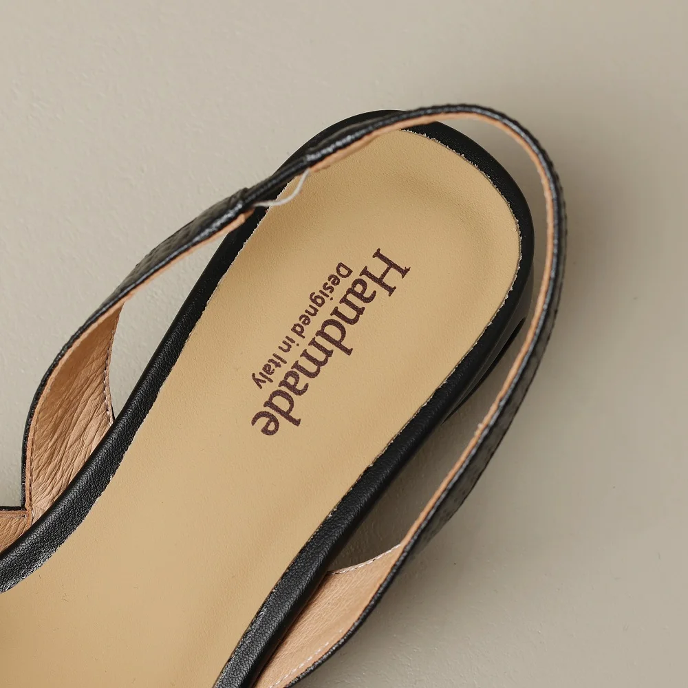 【JOCHEBED HU】Brand Genuine Leather Sandals Pointed Toe Low Heel Women's Shoes Summer Party Dress Silver Red Footwear 34-42