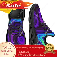Fashion Black Psychedelic Kintted Breathable Men's Sneakers Light Lace Up Shoes Mesh Kintting Shoes Customized 1