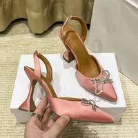 Big Size 41 42 Blue Women Pumps Silk Satin Pointy Toe Rhinestone Crystal High Heels Shoes Slip On Women Wedding Pumps Sandals - Image 6