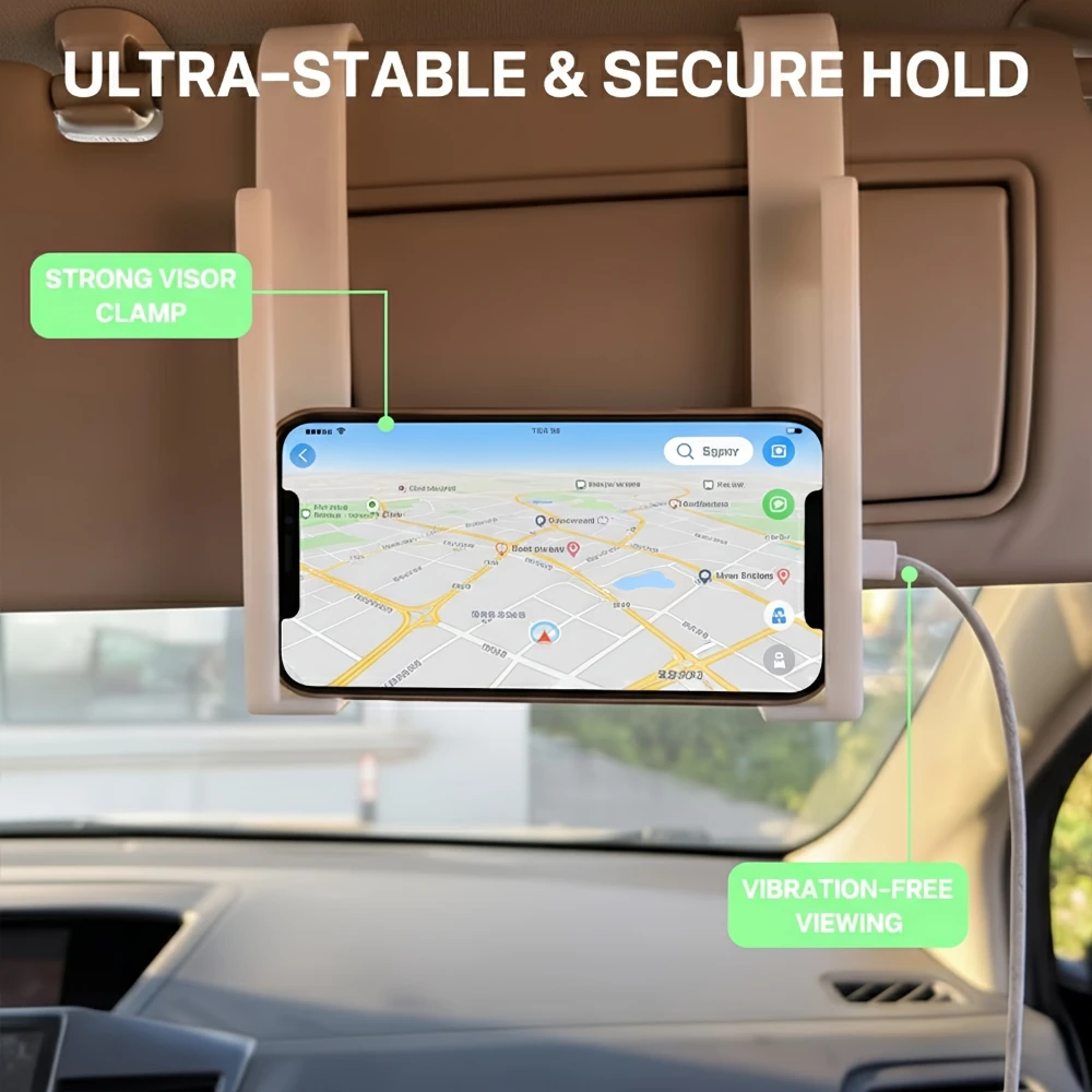 Versatile Car Sun Visor Tablet & Phone Holder with Adjustable Clip Mount