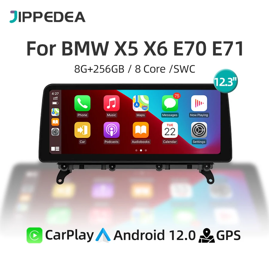 

12.3" Android 12 Car Multimedia Player CarPlay GPS Navigation WiFi Stereo Car Radio For BMW X5 X6 E70 E71 2007-2014 CCC CIC LHD