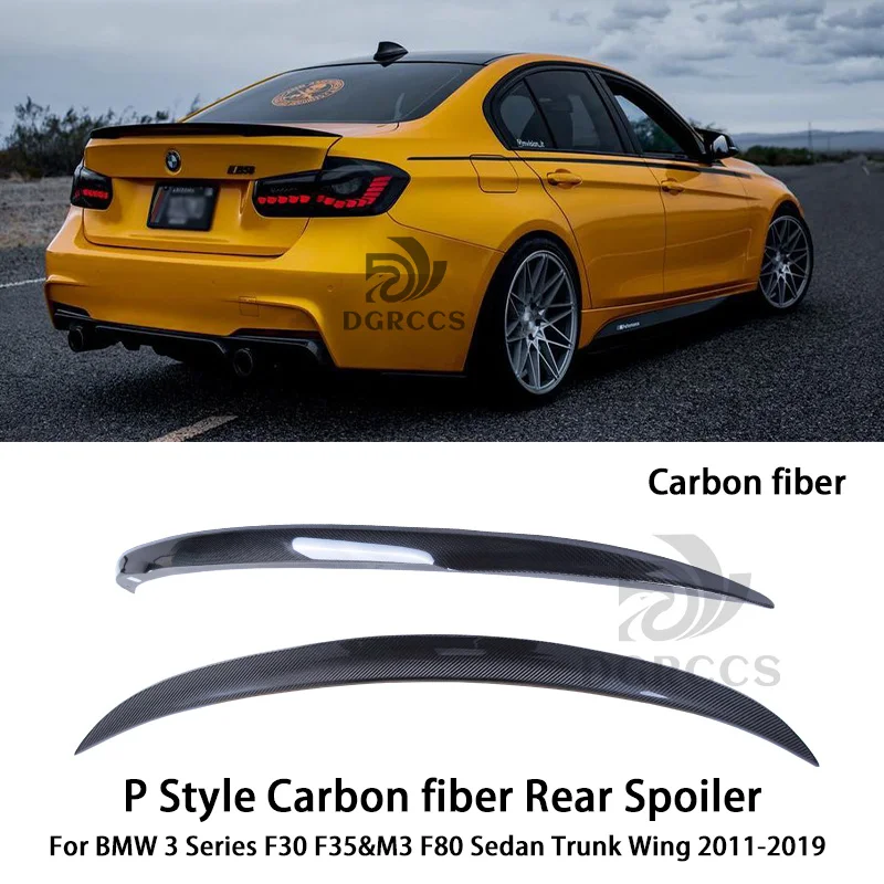 

For BMW 3 Series F30 F35&M3 F80 Sedan P Style Carbon Fiber Rear Spoiler Trunk Wing 2011-2019 Carbon fiber Glossy black