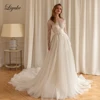 Liyuke Stunning A-Line Wedding Gowns Beading Embroidery Lace Full Sleeves Sliky Tulle Scoop Bridal Gowns 1