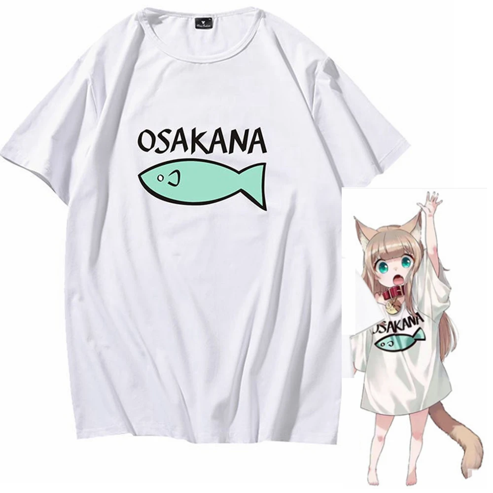 Unisex Anime Cos Kinako OSAKANA Cotton Casual Short TShirt Tee Tshirt