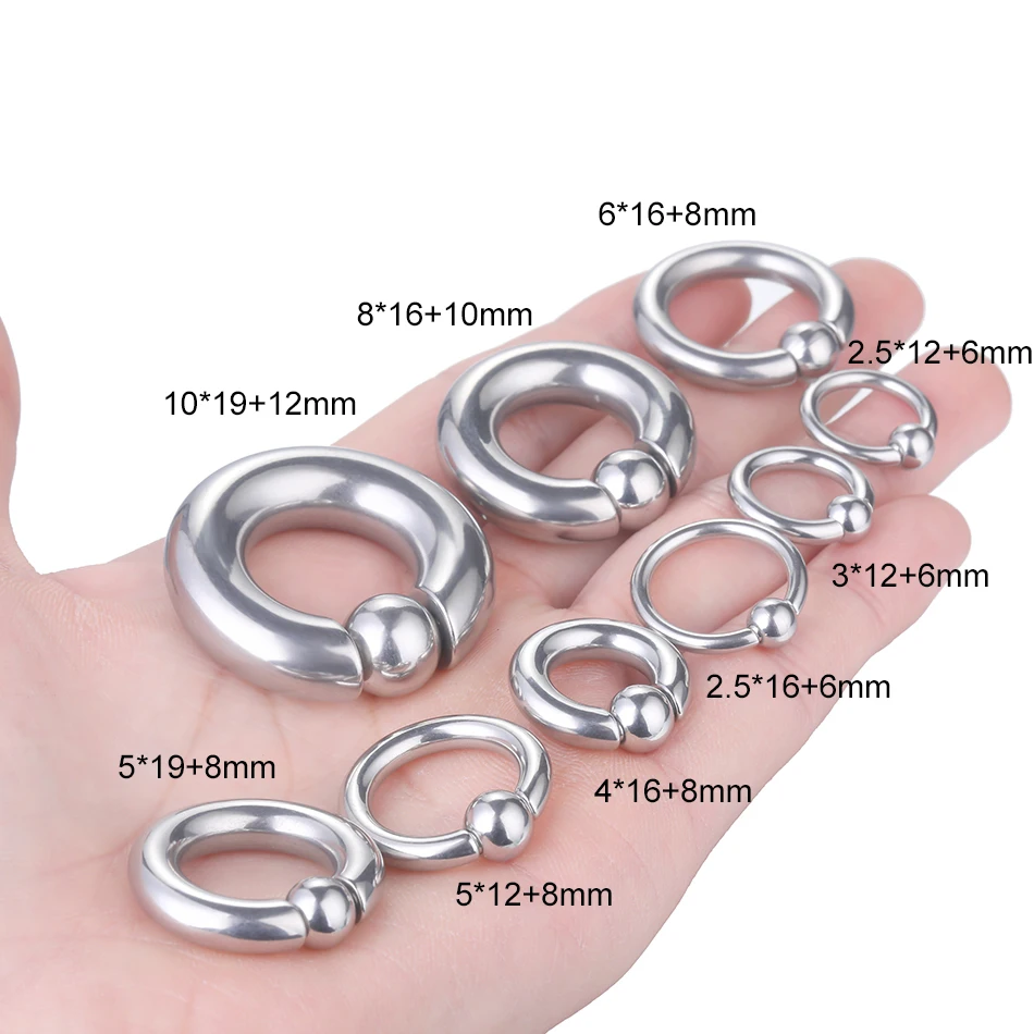 Stainless Steel Captive Bead Ring Nose Hoop Ball Closure Rings Ear Piercing Body Jewelry 20G-00G for Women Men 1pcs