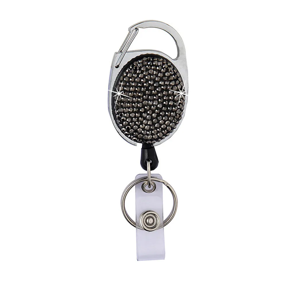 Color Crystal Retractable Keychain Shinny Rhinestones Badge Reel Id Lanyard Name Tag Card Holder Badge Holder Key Chain badge holder retractable badge reel badge holder keychain
