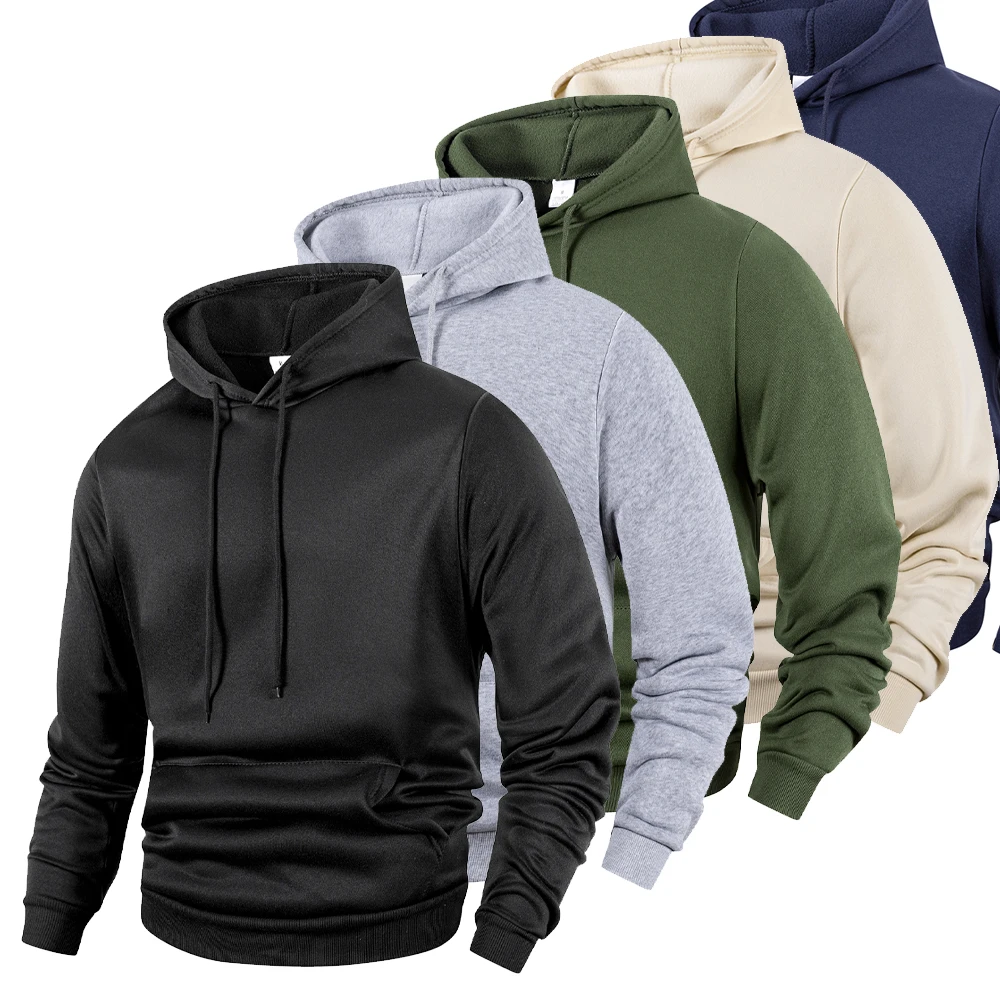 Männer Casual Verdicken Hoodies Herbst Winter Langarm Pullover Mode Lose Einfarbig Sweatshirt Frühling Warme Outdoor Hoody