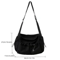 Fashionable Crossbody Bag with Drawstring Accent - Spacious & Secure Zipper Closure - Includes Stylish Bag Charm - Image 3