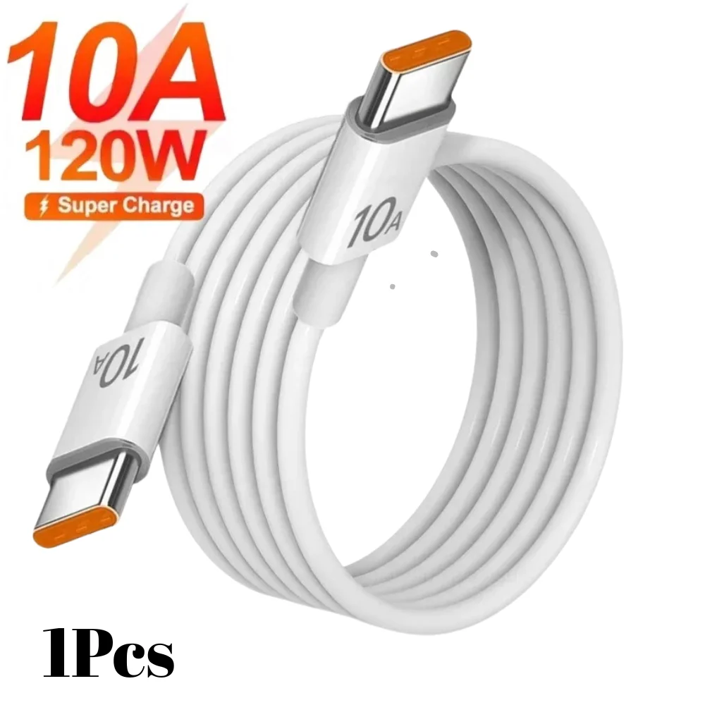 כבל נתונים לטעינה מהירה מסוג C בהספק 120W 10A USB C לסוג C כבל טעינה עבור Samsung Huawei Xiaomi iPhone כבל טעינה מהירה
