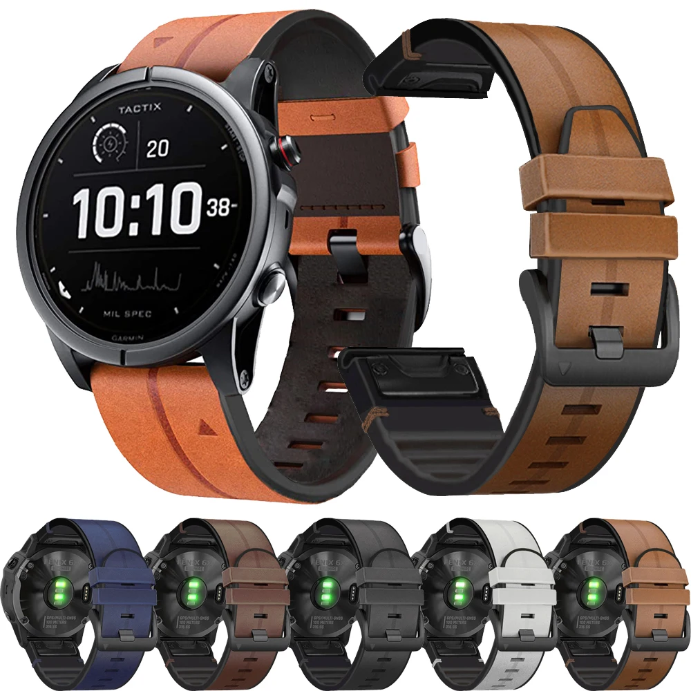 

Мягкий кожаный силиконовый ремешок для часов Garmin Fenix 7 7X 6 6X 5 5X Plus