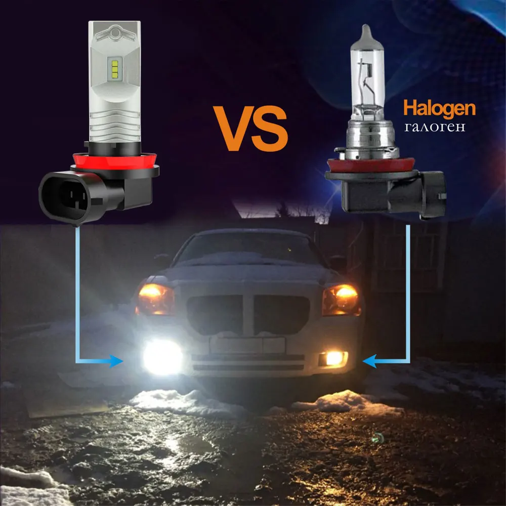 VANSSI 6000K 화이트 H11 H8 H16 LED 안개등 전구 고출력 8W 초고휘도 CSP 칩셋 DC12-24V 자동차 안개등
