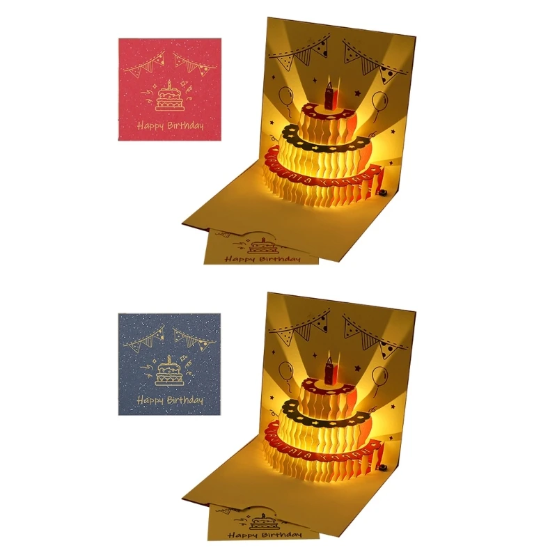 3D up Happy Birthday Card Cake Festival Invitation Greeting Memorial Cards for Birthday Valentine Day Mother Day
