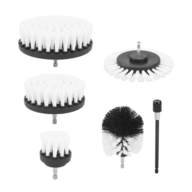 

6 Pieces Drill Cleaning Brush, Brush For Drill Car Tile Carpet Bathtub Kitchen Toilet White Electric Rotary Drill Brush