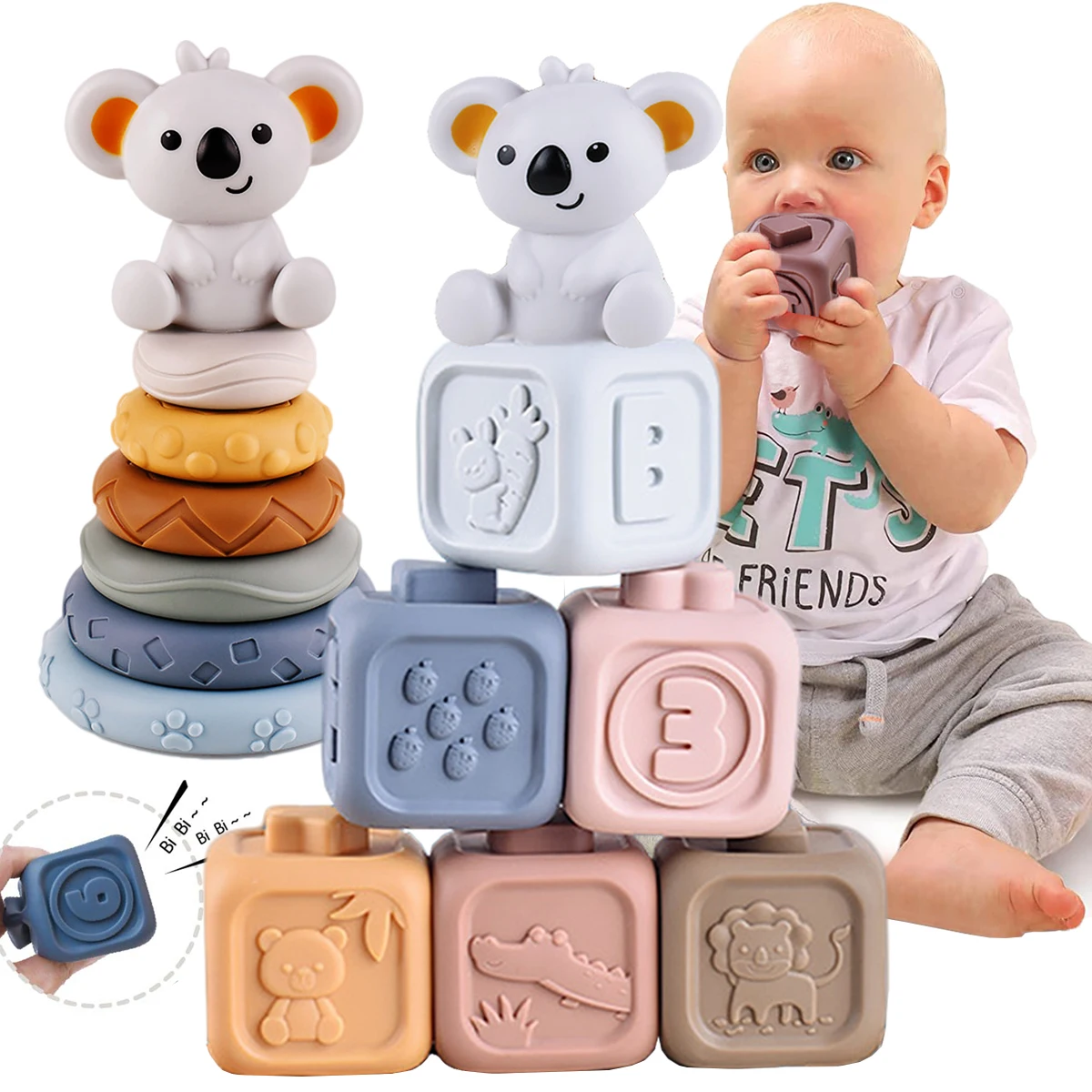 Baby Silicone Montessori Building Blocks montessorikid