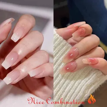 믹스 가짜 손톱 재사용 가능한 스틱 네일 풀 커버 프레스, 젤리 스티커 포함 가짜 네일 팁, 메이크업 액세서리, 2 세트