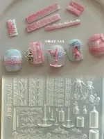 1pc Lace Hat Umbrella  Snake  Flower   3D Acrylic Mold Nail Art Decoration Nails DIY Design Silicone  Nail Art 1