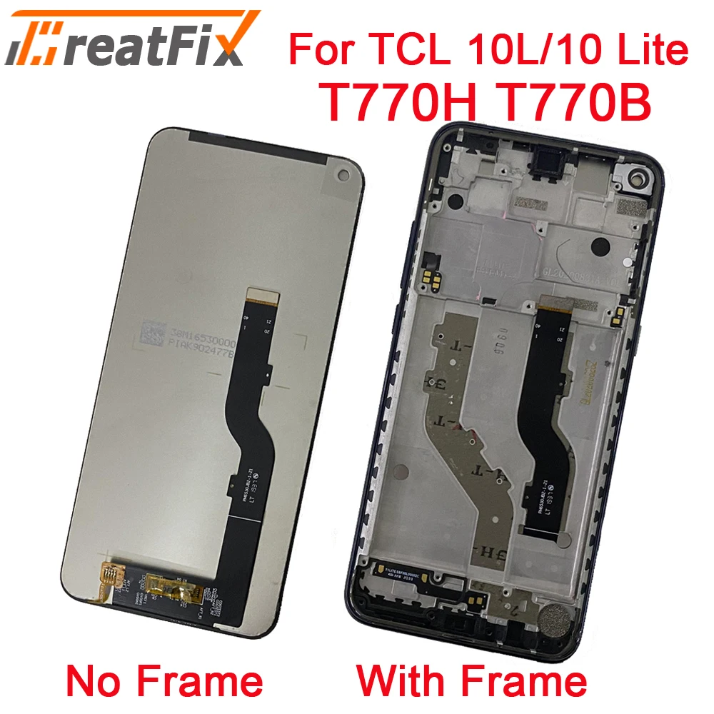 OriginalTested Lcd For TCL 10L 10 Lite 10Lite T770H T770B LCD Display Touch Screen Replacement Digitizer TCL 10L LCD Frame гибкий кабель для док станции для tcl 10 pro t799h plex t780h plus t782h t782 10l t770h t770 se t776h t766h зарядная плата usb t790s