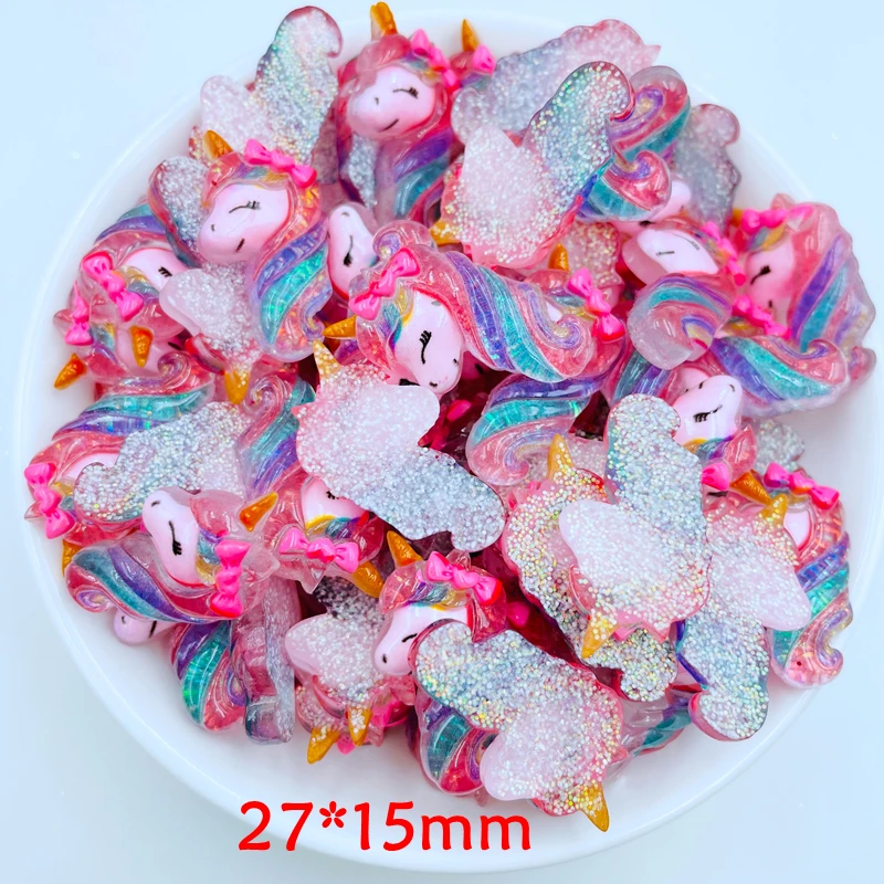 10 Pcs New Cute Resin Cartoon Unicorn Flat Back Cabochon Scrapbook Kawaii DIY Jewellery Charm Decorate Accessories F12