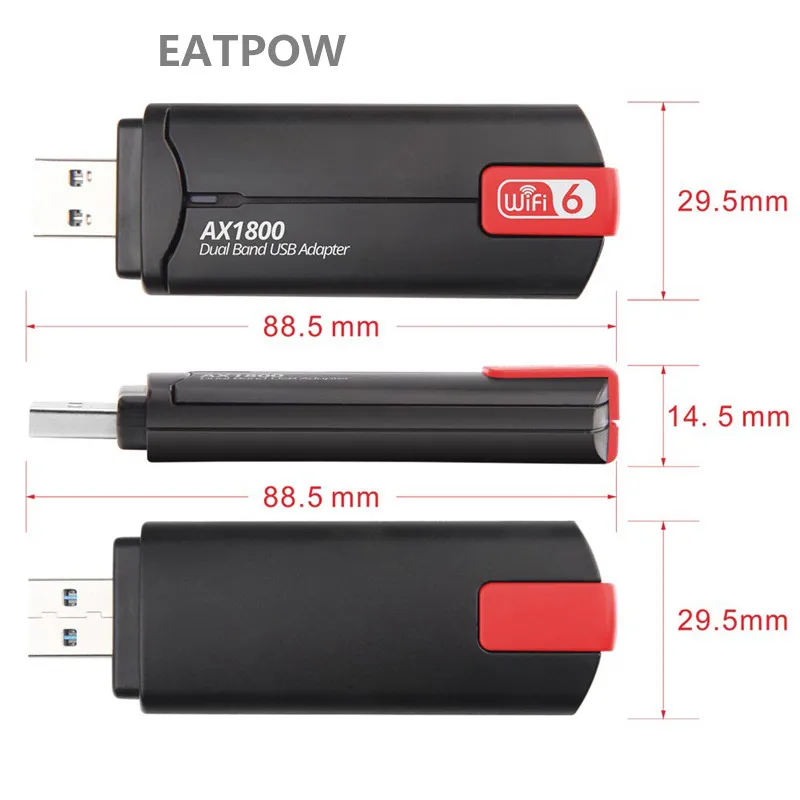 EATPOW WiFi 6 USB Adapter Dual Band AX1800 2.4G/5GHz Wireless Wi-Fi Dongle  Network Card USB 3.0 WiFi 6 For Windows 7/10/11 - AliExpress