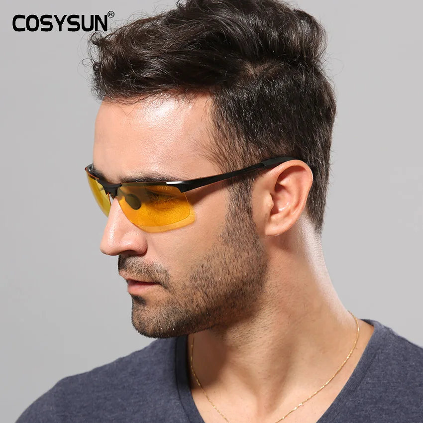 Men Aluminium Alloy Night Vision Goggles Driving Polarized Sunglasses