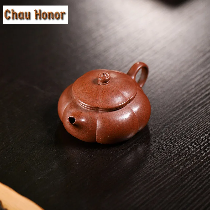 180ml Ancient Yixing Purple Clay Teapots Handmade Plum Blossom Cold River Pot Raw Ore Mud Kettle Zisha Tea Set Ornaments Gifts