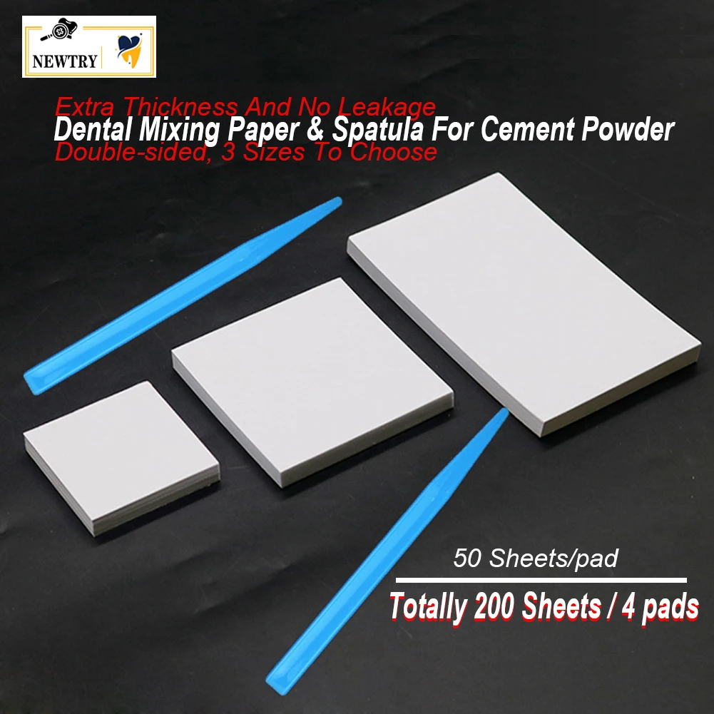 

200 Sheets Disposable Dental Lab Mixing Paper S/M/L + 5Pcs Spatula Cement Powder Mixed Pad Knife Dentist Material Consumable
